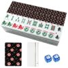 VETEB American Mahjong Tile Set Seamless Cherry Blossom Pink Flowers Golden Accents Black 166 Acrylic Mahjong Tiles 1.4" Large Mahjong Game Set with Bag and Accessories for Gift Travel Party
