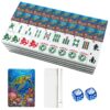 VETEB American Mahjong Tile Set Sea Turtle Swimming Vibrant Coral Starfish Seashells Underwater 166 Acrylic Mahjong Tiles 1.4" Large Mahjong Game Set with Bag and Accessories for Gift Travel Party