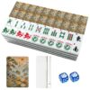 VETEB American Mahjong Tile Set White Birds Mountain Waterfall Peonies Pine Tree Golden Sunrise 166 Acrylic Mahjong Tiles 1.4" Large Mahjong Game Set with Bag and Accessories for Gift Travel Party