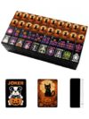 VETEB Halloween American Mahjong Tile Set Black Cat Sitting Lantern Full Moon Bats Halloween Setting 160 Acrylic Mahjong Tiles 1.4" Game Set with Bag & Accessories for Gift Travel Party (Puppy)