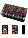 VETEB Halloween American Mahjong Tile Set Elegant Floral Peonies Butterflies Black 160 Acrylic Mahjong Tiles 1.4" Game Set with Bag & Accessories for Gift Travel Party (Puppy)