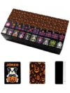 VETEB Halloween American Mahjong Tile Set Flaming O Lantern Halloween Fiery Pumpkins Black 160 Acrylic Mahjong Tiles 1.4" Game Set with Bag & Accessories for Gift Travel Party (Puppy)