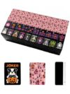 VETEB Halloween American Mahjong Tile Set Halloween Haunted Houses Ghosts Bats Pumpkins Pink 160 Acrylic Mahjong Tiles 1.4" Game Set with Bag & Accessories for Gift Travel Party (Puppy)