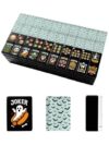 VETEB Halloween American Mahjong Tile Set Halloween Themed Black Bats Pastel Blue Plaid 160 Acrylic Mahjong Tiles 1.4" Game Set with Bag & Accessories for Gift Travel Party (Skull)