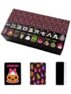 VETEB Halloween American Mahjong Tile Set Neon Halloween Pumpkins Gourds Fun Carved Faces Black 160 Acrylic Mahjong Tiles 1.4" Game Set with Bag & Accessories for Gift Travel Party (Candy)