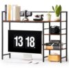 VEVOR Desktop Bookshelf 4-Tier Countertop Storage Hutch for Computer Desk, Metal Frame and Wooden Shelf, with Non-Slip Feet Pads, Multipurpose Desk Hutch Storage Organizer for Dorm, Home, and Office