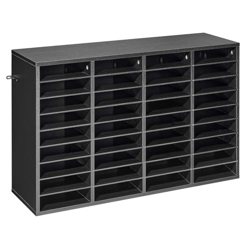 VEVOR Literature Organizer, 36 Compartments Office Mailbox with Detachable Shelves, Wooden Mailbox Sorter with Particle Board, Countertop Office Home Storage Organizer for File, Document, Paper, Black