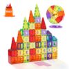 VEVOR Magnetic Tiles, 180 PCS Magnetic Building Blocks for Kids, Magnet Building Set with 2 Car Bases & Ferris Wheel Stand, STEM Educational Construction Stacking Toys for Toddlers Boys Girls Aged 3