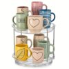 Veystor 360° Rotatable Coffee Mug Holder for Countertop, Plastic Coffee Cup Organizer for Cabinet, 2-Tier Clear Mug Rack for Coffee Station, Kitchen, Home
