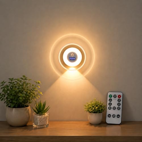 VEZENI Smart LED Clock Night Light with Motion Sensor, Dimmable 3-Color Motion Activated Wall Light, Rechargeable Nightlight with Digital Clock for Hallway, Bathroom, Stair and Bedroom