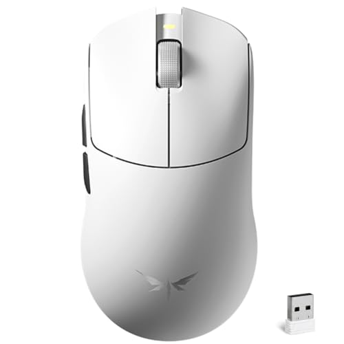 VGN F2 Ultra Wireless Gaming Mouse, Tri-Mode BT/2.4G/USB-C PC Gaming Mice, 42000 DPI PAW3950 Optical Sensor, 51g Lightweight Mouses w/ 5 Programmable Buttons, Bluetooth Mouse for Mac PC Laptop - White