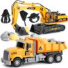 VGY 2 Pack Large Construction Engineering Truck Toys,Excavator Toys for Boys 3-5 Year Old with Moveable Claw,Trucks for Kids Ages 4-8 with Lifting Back Dump Truck,Christmas Birthday Gift for Toddlers