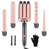 VIAENKFG Professional Hair Curler Curling Iron Ceramic Styling Tool, Electric 5 in 1 Waver Pear Flower ConeRoller Wand