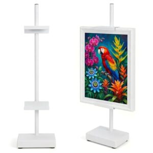 Victawks Adjustable Tabletop Easel Stand, Picture Easels for Display Up to 17" H, White Metal Picture Frame Holder Stand Table for Art, Photo (1 Pack)