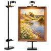 Victawks Adjustable Tabletop Easel Stand with Picture Frame Light, Picture Easels for Display Up to 29" H, Metal Picture Frame Holder Stand Table for Art, Photo (Black)