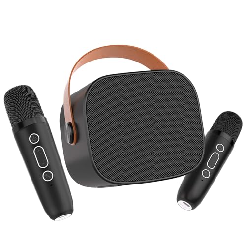 VICTRESS Karaoke Machine for Kids Bluetooth Speaker with 2 Wireless Microphones Voice Effects TF Card Playback Headphone Jack, Portable Mini Singing Toy Gift for Girls Boys Family Party, Black