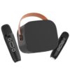 VICTRESS Kids Karaoke Machine with 2 Wireless Microphones Portable Bluetooth Speaker,Voice Changer TF Card Playback Headphone Jack Rechargeable Mini Singing Gift for Birthday Party, Black