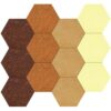 Vienrose Hexagon Felt Bulletin Board Self Adhesive Pin Board Wall Decoration Tiles with 35 Push Pins for Office Home and School, Yellow Series 12 Pack