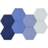 Vienrose Hexagon Felt Bulletin Board Self Adhesive Pin Board Wall Decoration Tiles with 35 Push Pins for Office Home and School, Blue Series 8 Pack