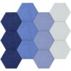 Vienrose Hexagon Felt Bulletin Board Self Adhesive Pin Board Wall Decoration Tiles with 35 Push Pins for Office Home and School, Blue Series 12 Pack