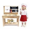 Vigorange Wooden Mud Kitchen, Outdoor Play Kitchen with Sink, Blackboard, Storage Shelves and Kitchen Accessories, Fir Wood Pretend Kitchen for Boys and Girls