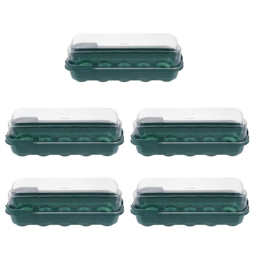 VILLCASE 5pcs Plastic Germination Trays with Covers for Vegetables and Small Plants, Sturdy Nursery Trays for Home Gardening, Facilitates Observation and Creates Growing Environment