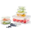 VINATO 7-Piece Food Storage Containers with Lid, Plastic Storage Containers Set, Rectangular Plastic Meal Prep Boxes, BPA-Free Plastic Box, Freezer Containers, 0.12-2.5 L for Microwave, Dishwasher
