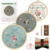 VINATO Embroidery Kit for Beginners - Complete Embroidery Kit with Flower Motifs, 34 Techniques, Bamboo Embroidery Hoops (20 cm), 10 Colours Embroidery Thread & Tools - Embroidery Set for Adults