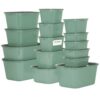 VINATO Food Storage Containers with Lids (Set of 15) - Freezer Containers, Storage Containers, Food Containers Made of BPA-Free Plastic, Stackable, Microwave Safe - Green