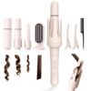 Vinid Automatic Rotating Curling Iron, 4-in-1 with Interchangeable Barrels & Brush, 200M Negative Ions, Dual-Slot Anti-Tangle