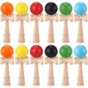 Vinsot 12 Pack Kendama Solid Wood Ball and Cup Hand Eye Coordination Toy Wooden Kendama Catch Ball Toy for Kids Teens Adults Beginner Gifts (Solid Color)