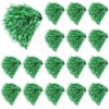 Vinsot 20 Pcs Green Cheerleading Pom Poms Bulk Metallic Foil Pom Poms with Plastic Long Handles School Spirit Shakers for Spirit Sports Team Squad Dance Football Basketball Club Celebration