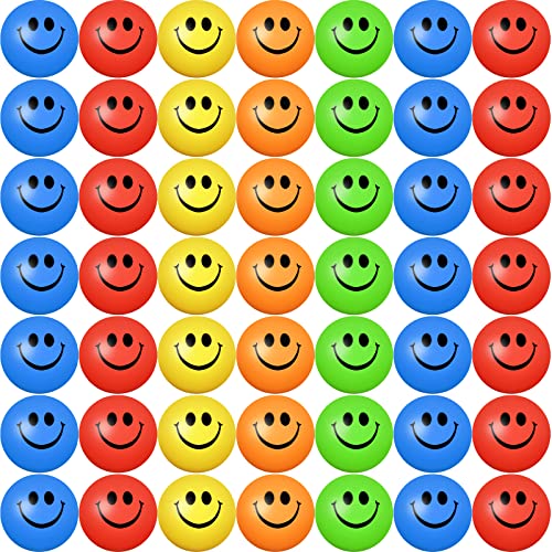 Vinsot 40 Pcs Stress Balls Bulk for Kids Adults 2.5 Inch Colorful Smile Face Sensory Stretchy Fidget Toys Foam Stress Relief Gift for Office Classroom Prize Basket Stuffers Carnival Bag Pinata Fillers