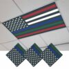Vintage American Flag Magnetic Fluorescent Light Covers for Ceiling Lights 2x4 Ft, Red Blue Green Stripe US Flag Office Classroom Kitchen Drop Ceiling Light Covers Lighting Filters Shade Panel 3 Packs