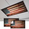 Vintage American Flag Magnetic Fluorescent Light Covers for Ceiling Lights 2x4 Ft,Country Stars Stripes Wood US Flag Office Kitchen Drop Ceiling Light Covers Lighting Filters Shade Panel 2 Packs