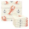 Vintage Beach Lobster Kitchen Dish Towels 6 Pack Thick Cotton Wash Cloths