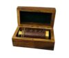 Vintage Brass Pirate Spyglass Telescope with Wooden Storage Box – Handmade Leather Wrapped Nautical Monocular, Vintage Brown