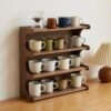 Vintage Coffee Mug Display Rack,3-tier Wooden Countertop Mug Organizer