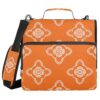 Vintage Floral Orange 1.5-Inch 3-Rings School Zipper Binder with Shoulder Strap & Handle Multiple Pockets Document Organizer Bag for School