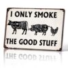 Vintage I Only Smoke The Good Stuff Meat Cuts Metal Tin Sign, 8X12 Inch, Aluminum, Wall Decor For Barbecue Restaurant Kitchen Bbq Smoker, For Grill Lovers Pitmasters Bbq Enthusiasts Home Decor