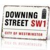 Vintage Metal Signs Downing Street SW1 Retro Wall Decor 8x12 In
