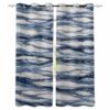 Vintage Navy Blue Waves Blackout Curtains 63 Inches Long for Bedroom, Coastal Nautical Abstract Art Thermal Insulated Room Darkening Black Out Window Curtain Panels Grommet Drapes for Living Room