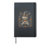 Vintage Pumpkin Witch Hat Autumn Halloween Moon Bat Art Hardcover Journal, Black