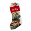 Vintage Stack of Books Personalized Christmas Stocking, Custom Name Velvet Red Cuff Bookish Xmas Stocking for Book Lovers Bookworm Teacher, Retro Fireplace Mantel Gift Decor