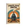 Vintage Train Poster Create Your Path Retro Steam Railway Wall Art Motivational Print For Home Office Garage Studio Decor Printing Posters Framed-style 24x36inch(60x90cm)