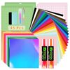VINYL FROG 45PCS Accessories Bundle for Cricut-Vinyl Bundle for DIY Craft Projects，Ultimate Tools with Permanent Adhesive Vinyl, Holographic Vinyl, Transfer Tape, Cutting Mat, Weeding Tools, Scrape