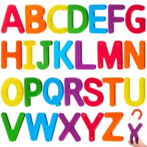VioraWhite 26 Pcs Food Grade Silicone Magnetic Letters (Sealed Magnet, CPC Certified) Toddler Fridge Bulk ABC Educational Learning Toy for Baby Kid Girl Boy Gift(Rainbow Color,Letter)