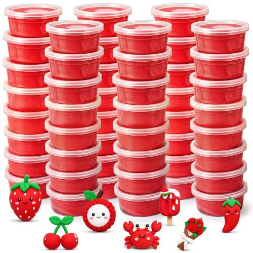 VioraWhite 48 Pcs Air Dry Clay 1.6lb Modeling Clay Kit Soft & Stretchable Magic Foam for Kids DIY Molding, Arts & Crafts, Boys Girls Party Favors, Cosplay Sculpting Supplies(Red)