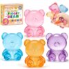 VISCOO 4 Pack Stress Bear Squishy Ball, Sugar Filled Gummy Bear Toys, Taba Squishy Toys for Kids Stress Relief, Slow Rising Stress Balls for Calming - Soft Squeeze Balls Party Favors Birthday Gifts