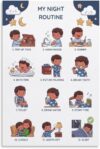 Visual Bedtime Routine Chart for Toddlers Autism ADHD Support Calm Down Corner Poster Canvas Wall-Art Home Decor